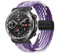 GIOPUEY 22mm Bracelet Magnétique Compatible avec Blackview W50 Pro/W90 Pro, Sangle tressée en Nylon Doux [Unisexe] - Purple/White