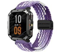 GIOPUEY 22mm Bracelet Magnétique Compatible avec Blackview W60/W70 Pro/W80 Pro, Sangle tressée en Nylon Doux [Unisexe] - Purple/White