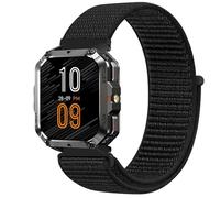 GIOPUEY 22mm Nylon Bracelet Compatible avec Blackview W60/W70 Pro/W80 Pro, Réglable Boucle Nylon Respirant Sport Loop Bracelet, Homme Femme - Black