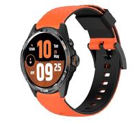 GIOPUEY 24mm Bracelet Compatible avec TicWatch Atlas, Souple TPU Sangle Bracelet [Conception de Couleur d'épissage] - Orange/Black