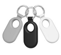 GIOPUEY 3 Pièce Étuis Compatible avec Samsung Galaxy SmartTag 2 2023, Matériau Silicone Coque- Black+White+Grey