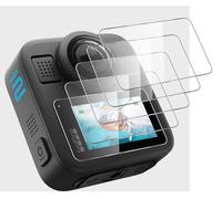 GIOPUEY [4 Pièces Verre Trempé Compatible avec GoPro Max 2 (2025), Verre à Haute Transmittance, Résistant Aux Rayures, Coque Compatible, Protection Écran