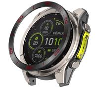 GIOPUEY Bague de Protection Compatible avec Garmin Fenix 8 AMOLED 51mm,Anneau pour Montre Connectée Bezel Ring Styling, Lunette de Protection en métal en Alliage d'aluminium - A-Black/Red