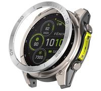 GIOPUEY Bague de Protection Compatible avec Garmin Fenix 8 AMOLED 51mm,Anneau pour Montre Connectée Bezel Ring Styling, Lunette de Protection en métal en Alliage d'aluminium - A-Silver/Grey