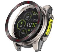 GIOPUEY Bague de Protection Compatible avec Garmin Quatix 8 47mm,Anneau pour Montre Connectée Bezel Ring Styling, Lunette de Protection en métal en Alliage d'aluminium - SD-Black/Red