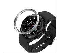 GIOPUEY Bague de Protection Compatible avec Samsung Galaxy Watch 4 Classic 42mm,Anneau pour Montre Connectée Bezel Ring Styling, Lunette de Protection en métal en Alliage d'aluminium - E-Silver