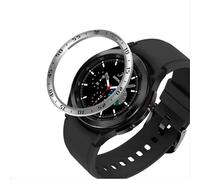 GIOPUEY Bague de Protection Compatible avec Samsung Galaxy Watch 4 Classic 46mm,Anneau pour Montre Connectée Bezel Ring Styling, Lunette de Protection en métal en Alliage d'aluminium - A-Silver