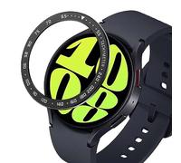 GIOPUEY Bague de Protection Compatible avec Samsung Galaxy Watch 6 44MM,Anneau pour Montre Connectée Bezel Ring Styling, Lunette de Protection en métal en Alliage d'aluminium - E-Black