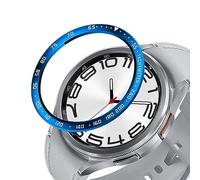 GIOPUEY Bague de Protection Compatible avec Samsung Galaxy Watch 6 Classic 43MM,Anneau pour Montre Connectée Bezel Ring Styling, Lunette de Protection en métal en Alliage d'aluminium - E-Blue