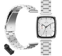 GIOPUEY Bracelet Compatible avec Amazfit Active 2 Square, Acier inoxydable Sangle Bracelet [Résistant à l'usure] - silver