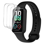GIOPUEY Bracelet Compatible avec Amazfit Band 7, Souple Silicone Sangle Bracelet + 3 Pièces Protection Ecran [Résistant à l'usure] [Respirant] Montre Bracelet - Black