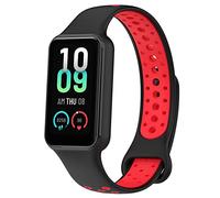 GIOPUEY Bracelet Compatible avec Amazfit Band 7, Souple TPU Sangle Bracelet [Conception de Couleur d'épissage] - Black/Red