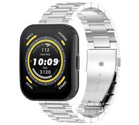 GIOPUEY Bracelet Compatible avec Amazfit Bip 5/Bip 5 Unity, Acier Inoxydable Sangle Bracelet [Résistant à l'usure] Montre Bracelet - Silver