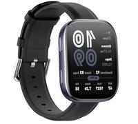 GIOPUEY Bracelet Compatible avec Amazfit Bip 6, 22mm cuir véritable Sangle Bracelet [Résistant à l'usure] [Respirant] - Black