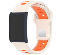 GIOPUEY Bracelet Compatible avec Amazfit Helio Strap, Souple TPU Sangle Bracelet [Conception de couleur d'épissage] - beige/orange