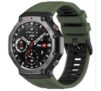 GIOPUEY Bracelet Compatible avec Amazfit T-Rex 3, Souple TPU Sangle Bracelet [Conception de Couleur d'épissage] - Army Green/Black