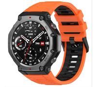 GIOPUEY Bracelet Compatible avec Amazfit T-Rex 3, Souple TPU Sangle Bracelet [Conception de Couleur d'épissage] - Black/Orange