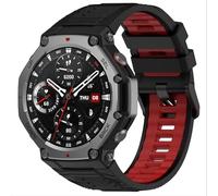 GIOPUEY Bracelet Compatible avec Amazfit T-Rex 3, Souple TPU Sangle Bracelet [Conception de Couleur d'épissage] - Black/Red