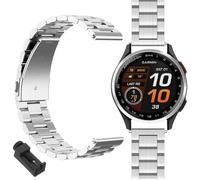 GIOPUEY Bracelet Compatible avec Garmin Approach S44, Acier inoxydable Sangle Bracelet [Résistant à l'usure] - silver