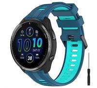 GIOPUEY Bracelet Compatible avec Garmin Forerunner 965/955/945/745, Souple TPU Sangle Bracelet [Conception de Couleur d'épissage] - Blue/Green