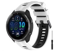 GIOPUEY Bracelet Compatible avec Garmin Forerunner 965/955/945/745, Souple TPU Sangle Bracelet [Conception de Couleur d'épissage] - White/Black