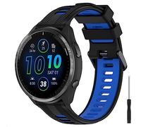 GIOPUEY Bracelet Compatible avec Garmin Forerunner 965/955/945/745, Souple TPU Sangle Bracelet [Conception de Couleur d'épissage] - Black/Blue