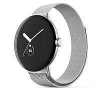 GIOPUEY Bracelet Compatible avec Google Pixel Watch 3 41mm, en Acier Inoxydable Tressé [Magnétique] - Argent