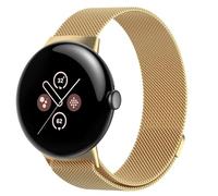 GIOPUEY Bracelet Compatible avec Google Pixel Watch 3 45mm, Bracelet en Acier Inoxydable tressé [magnétique] Montre Bracelet - Gold