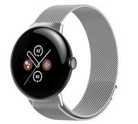 GIOPUEY Bracelet Compatible avec Google Pixel Watch 3 45mm, Bracelet en Acier Inoxydable tressé [magnétique] Montre Bracelet - Silver
