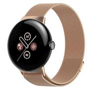 GIOPUEY Bracelet Compatible avec Google Pixel Watch 3 45mm, Bracelet en Acier Inoxydable tressé [magnétique] Montre Bracelet - Rose Gold