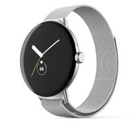 GIOPUEY Bracelet Compatible avec Google Pixel Watch 4 41mm, Bracelet en acier inoxydable tressé [magnétique] - Silver