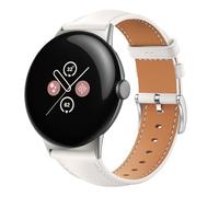 GIOPUEY Bracelet Compatible avec Google Pixel Watch 4 45mm/3 45mm, cuir véritable Sangle Bracelet [Résistant à l'usure] [Respirant] Montre Bracelet - White