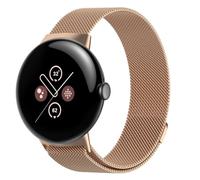 GIOPUEY Bracelet Compatible avec Google Pixel Watch 5 45mm, Bracelet en Acier Inoxydable tressé [magnétique] - Rose Gold