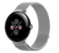 GIOPUEY Bracelet Compatible avec Google Pixel Watch 5 45mm, Bracelet en Acier Inoxydable tressé [magnétique] - Silver