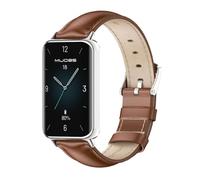 GIOPUEY Bracelet Compatible avec HONOR Band 10/9, cuir véritable Sangle Montre Bracelet [Résistant à l'usure] [Respirant] - Brown
