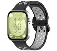 GIOPUEY Bracelet Compatible avec Huawei Watch Fit 3/4/4 Pro, Souple TPU Sangle Bracelet [Conception de couleur d'épissage] - black/grey