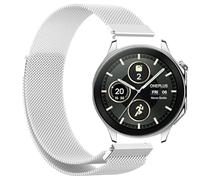 GIOPUEY Bracelet Compatible avec OnePlus Watch 2, Bracelet en Acier Inoxydable tressé [magnétique] Montre Bracelet - Silver