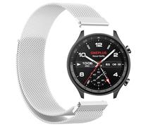 GIOPUEY Bracelet Compatible avec OnePlus Watch 2R, Bracelet en Acier Inoxydable tressé [magnétique] Montre Bracelet - Silver