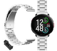 GIOPUEY Bracelet Compatible avec Polar Vantage V3, Acier inoxydable Sangle Bracelet [Résistant à l'usure] - silver