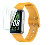 GIOPUEY Bracelet Compatible avec Samsung Galaxy Fit 3, [2 in 1] TPU Silicone Sangle Bracelet + 3 Pièces Protection Ecran [Résistant à l'usure] [Respirant] Montre Bracelet - Jaune