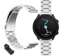 GIOPUEY Bracelet Compatible avec SUUNTO 9 Baro, 24mm Acier inoxydable Sangle Bracelet [Résistant à l'usure] - silver