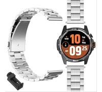 GIOPUEY Bracelet Compatible avec TicWatch Atlas, Acier Inoxydable Sangle Bracelet [Résistant à l'usure] Montre Bracelet - Silver