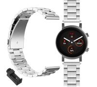 GIOPUEY Bracelet Compatible avec Ticwatch E3, Acier inoxydable Sangle Bracelet [Résistant à l'usure] - silver