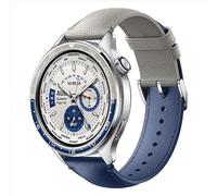 GIOPUEY Bracelet Compatible avec Xiaomi Watch S4/S3, Cuir véritable Sangle Bracelet [Résistant à l'usure] [Respirant] Montre Bracelet - Blue/Gray