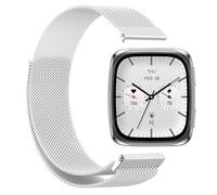 GIOPUEY Bracelet Magnétique Compatible avec Amazfit Active 2 Square, Bracelet en acier inoxydable tressé [magnétique] - Silver
