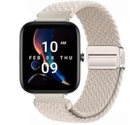 GIOPUEY Bracelet Magnétique Compatible avec Amazfit Bip3 Pro, Sangle tressée en nylon doux [unisexe] - Beige