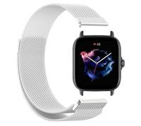 GIOPUEY Bracelet Magnétique Compatible avec Amazfit GTS 3, Bracelet en acier inoxydable tressé [magnétique] - Silver