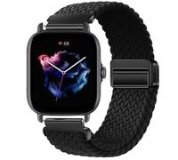 GIOPUEY Bracelet Magnétique Compatible avec Amazfit GTS 3, Sangle tressée en nylon doux [unisexe] - Black