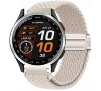 GIOPUEY Bracelet Magnétique Compatible avec Garmin Approach S44, Sangle tressée en nylon doux [unisexe] - Beige