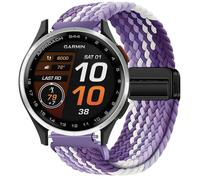 GIOPUEY Bracelet Magnétique Compatible avec Garmin Approach S44, Sangle tressée en nylon doux [unisexe] - Purple/White